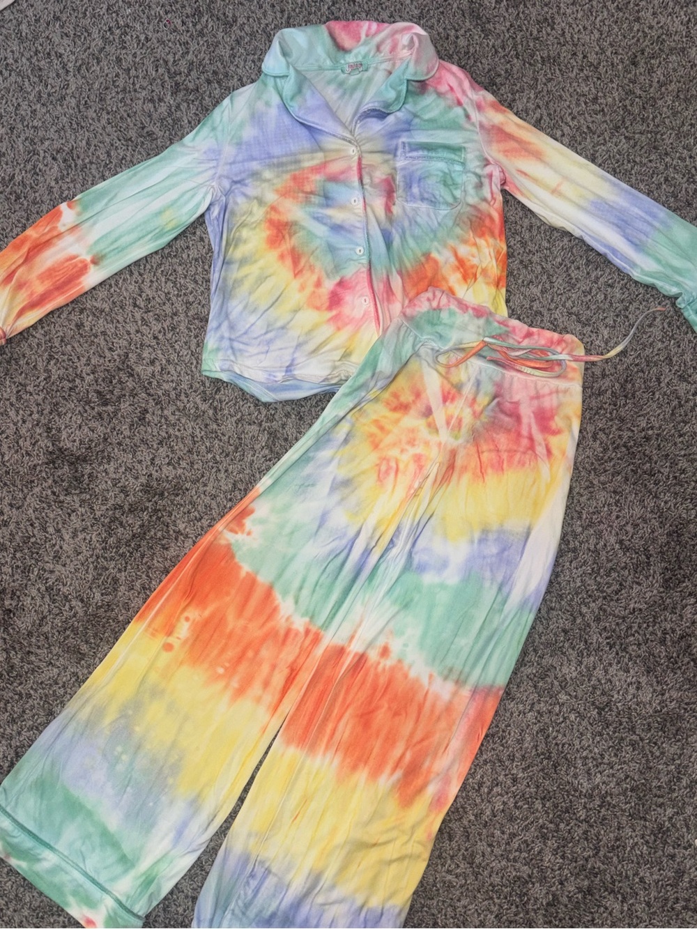 Women's Tie-Dye Lounge Pajama Set - Multicolor